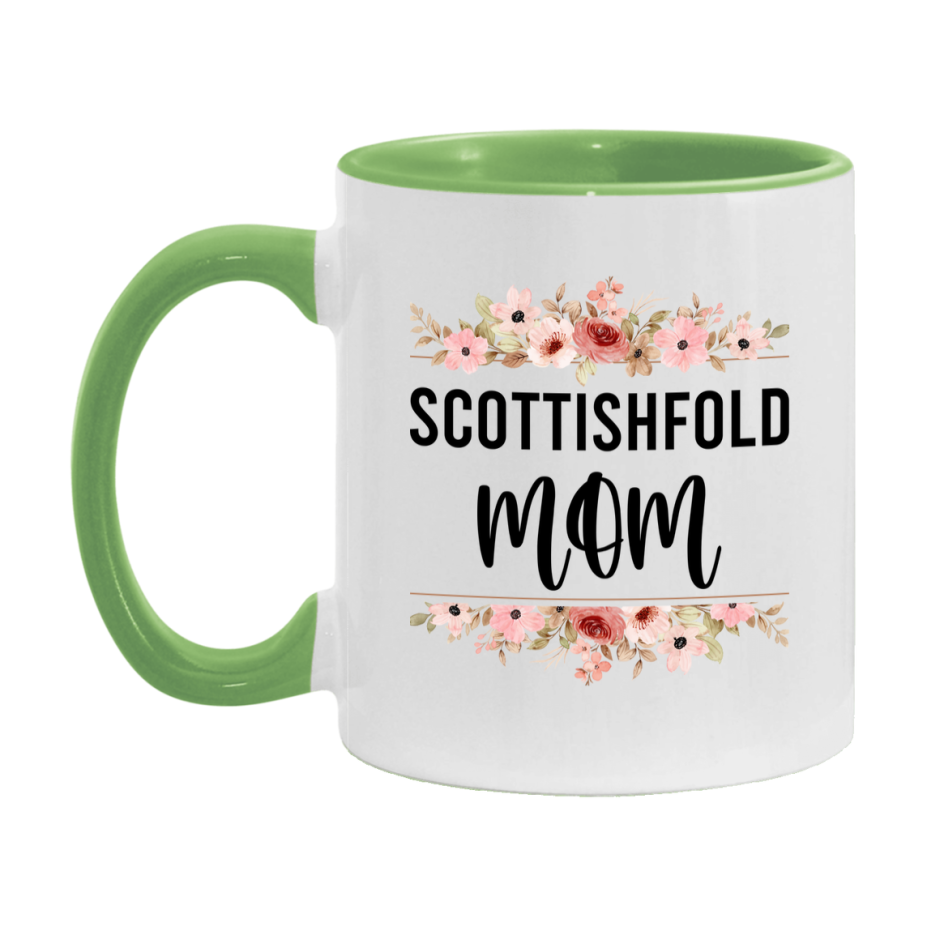 Scottishfold Cat Mom Mug, Floral Cat Mug For Mom, 11Oz Or 15Oz Coffee Cup