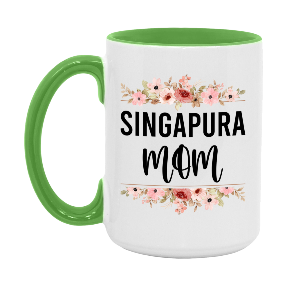 Singapura Cat Mom Mug, Floral Cat Mug For Mom, 11Oz Or 15Oz Coffee Cup