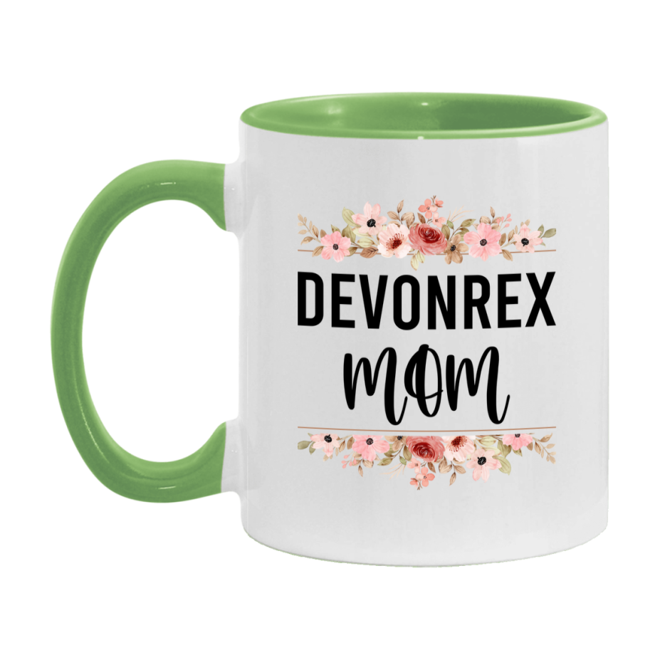Devonrex Cat Mom Mug, Floral Cat Mug For Mom, 11Oz Or 15Oz Coffee Cup