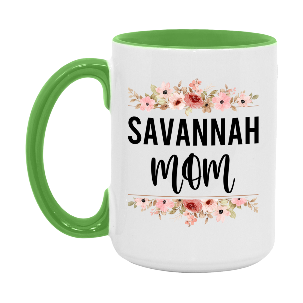 Savannah Cat Mom Mug, Floral Cat Mug For Mom, 11Oz Or 15Oz Coffee Cup