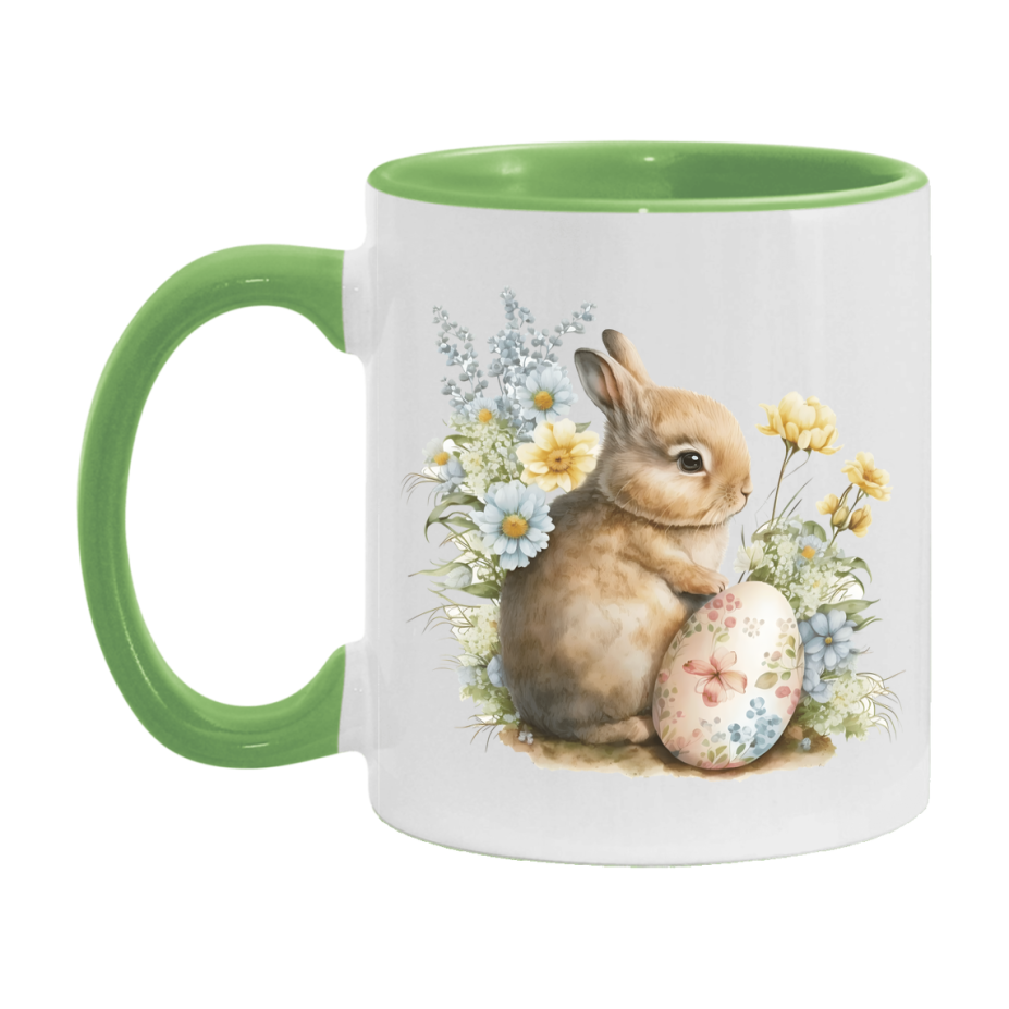 Easter Bunny Coffee Mug, Easter Bunny And Eggs Easter Gift, Double-Sided 11Oz Or 15Oz White Ceramic Cup