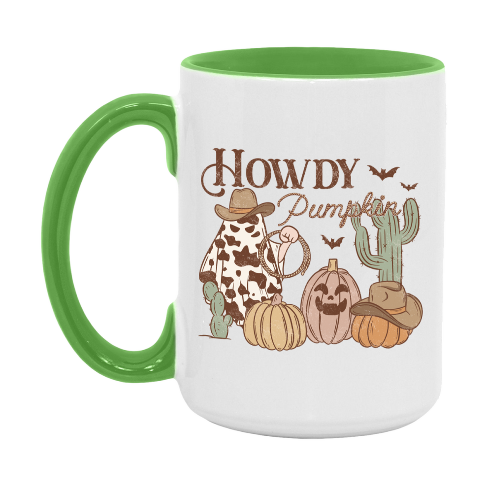 Western Halloween Mug, Cute Retro Western Halloween Coffee Cup, 11Oz Or 15Oz White Ceramic Mug
