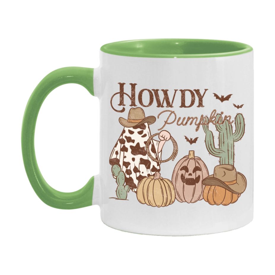 Western Halloween Mug, Cute Retro Western Halloween Coffee Cup, 11Oz Or 15Oz White Ceramic Mug