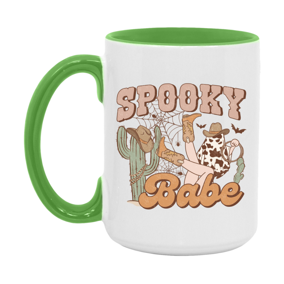 Western Halloween Mug, Cute Retro Western Halloween Coffee Cup, 11Oz Or 15Oz White Ceramic Mug
