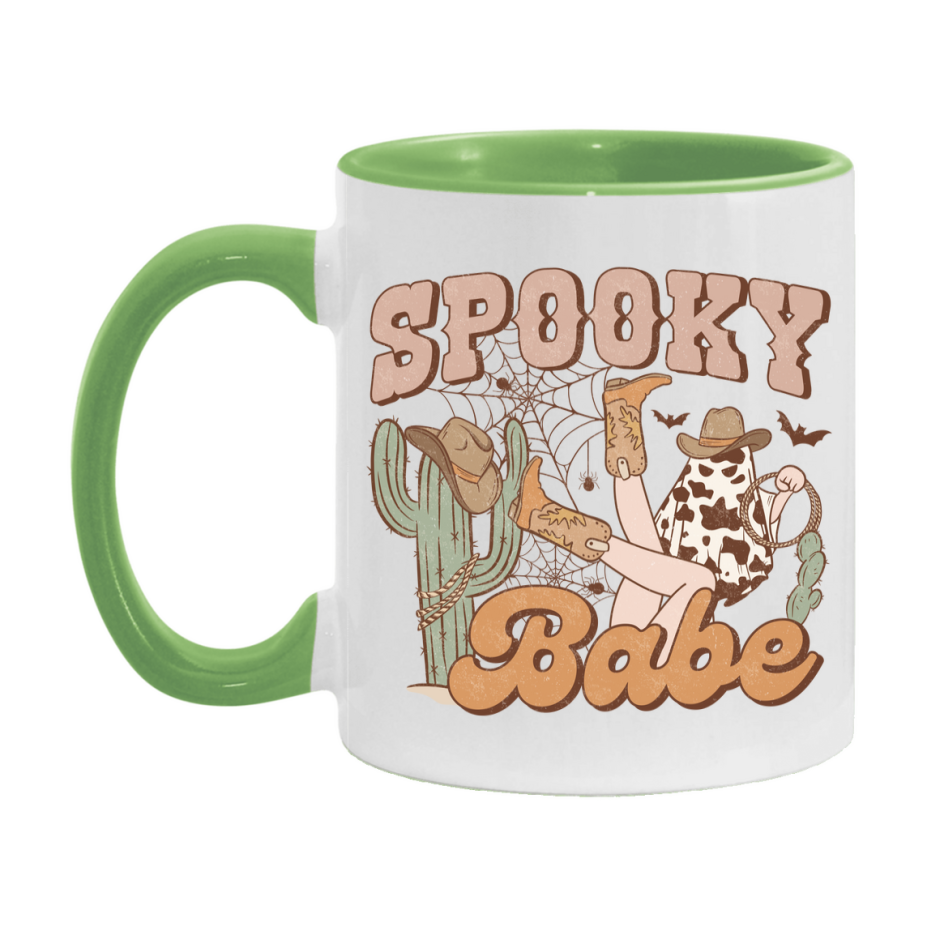Western Halloween Mug, Cute Retro Western Halloween Coffee Cup, 11Oz Or 15Oz White Ceramic Mug