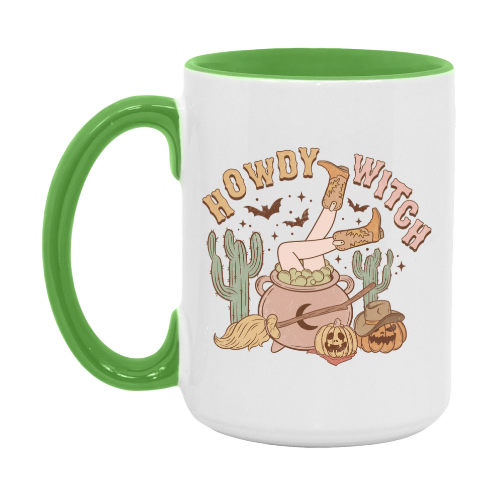 Western Halloween Mug, Cute Retro Western Halloween Coffee Cup, 11Oz Or 15Oz White Ceramic Mug