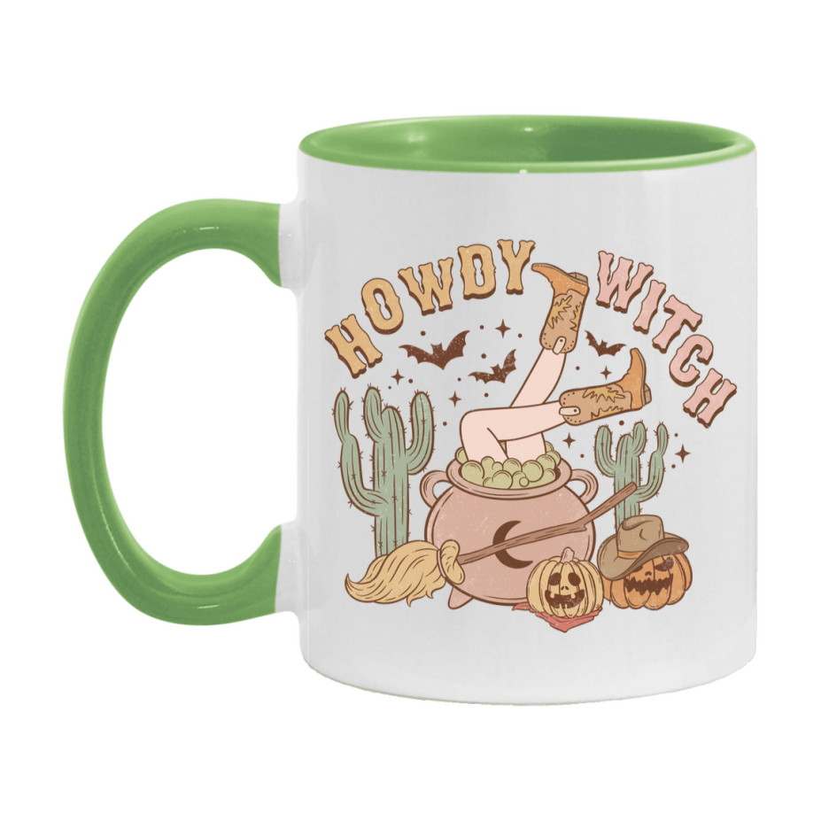 Western Halloween Mug, Cute Retro Western Halloween Coffee Cup, 11Oz Or 15Oz White Ceramic Mug