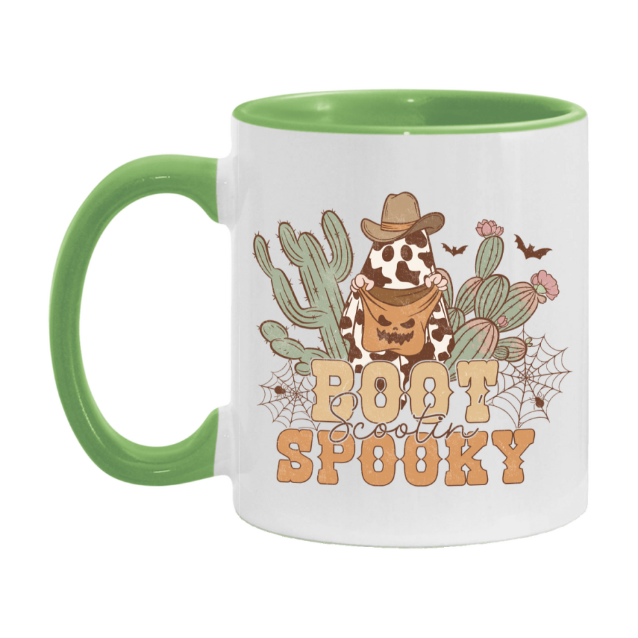 Western Halloween Mug, Cute Retro Western Halloween Coffee Cup, 11Oz Or 15Oz White Ceramic Mug