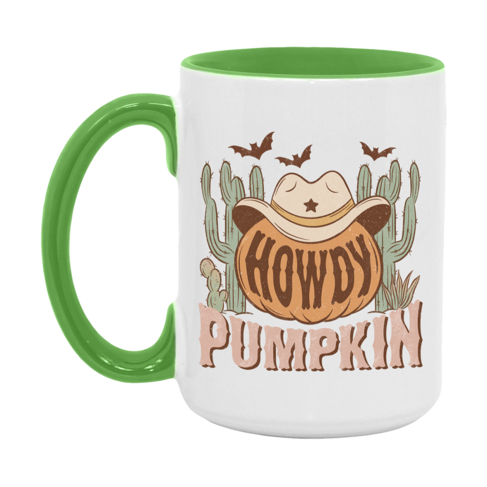 Western Halloween Mug, Cute Retro Western Halloween Coffee Cup, 11Oz Or 15Oz White Ceramic Mug