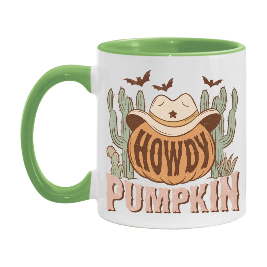 Western Halloween Mug, Cute Retro Western Halloween Coffee Cup, 11Oz Or 15Oz White Ceramic Mug