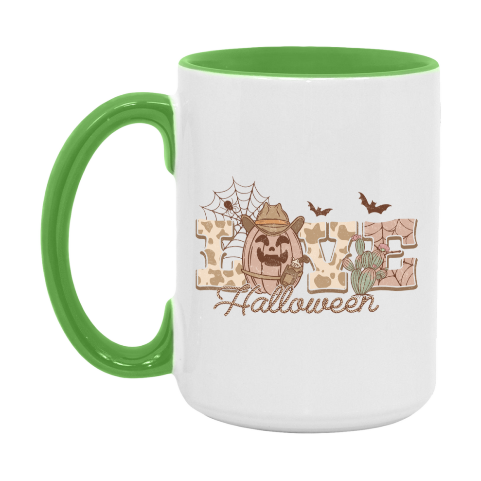 Western Halloween Mug, Cute Retro Western Halloween Coffee Cup, 11Oz Or 15Oz White Ceramic Mug