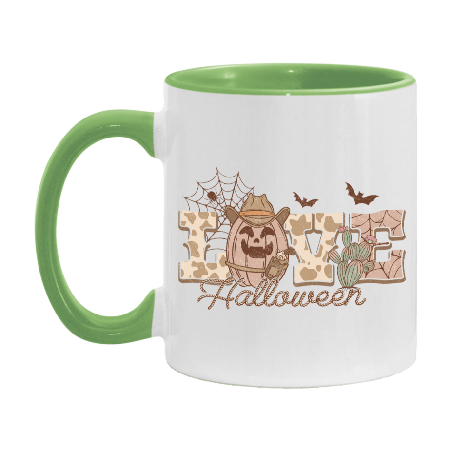 Western Halloween Mug, Cute Retro Western Halloween Coffee Cup, 11Oz Or 15Oz White Ceramic Mug