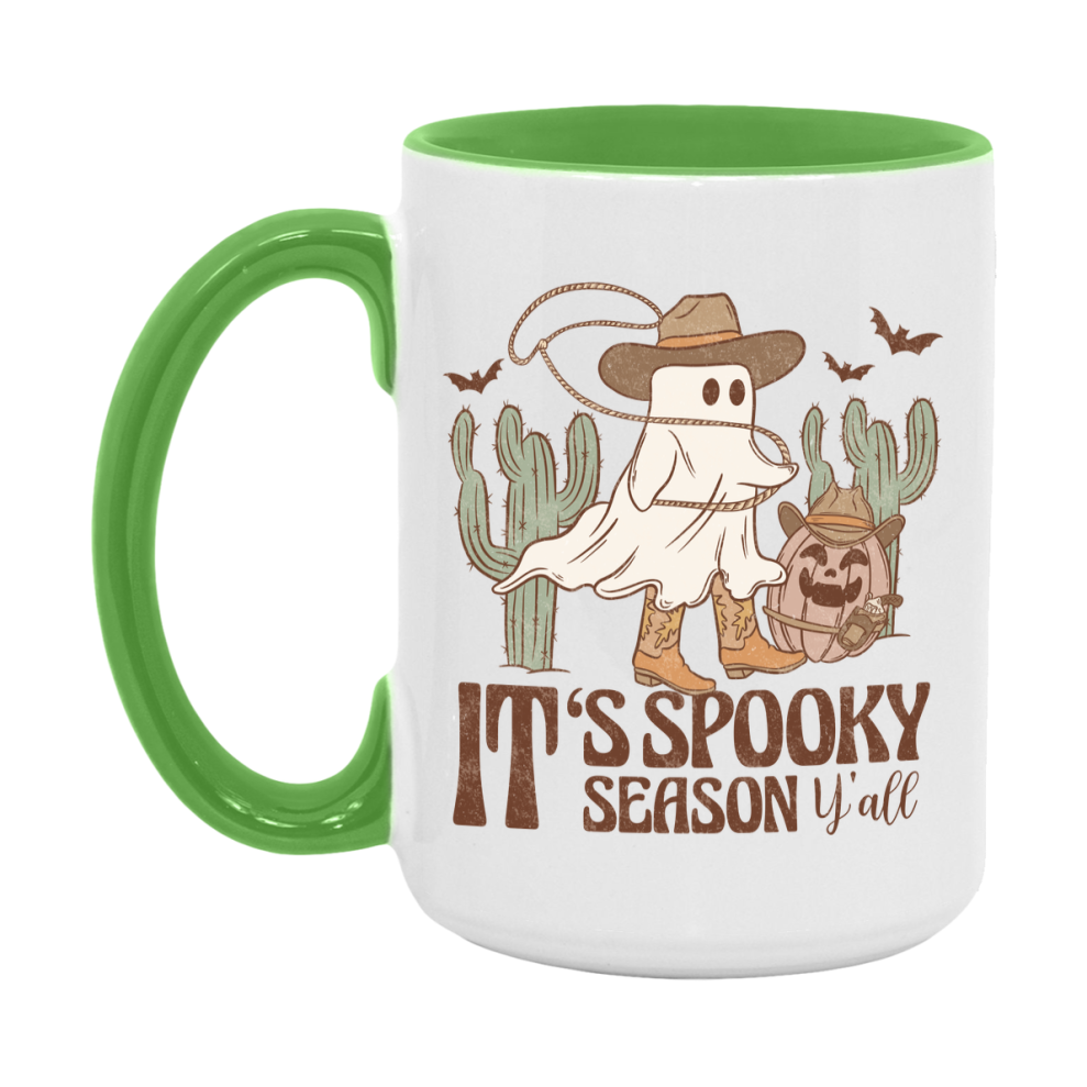 Western Halloween Mug, Cute Retro Western Halloween Coffee Cup, 11Oz Or 15Oz White Ceramic Mug