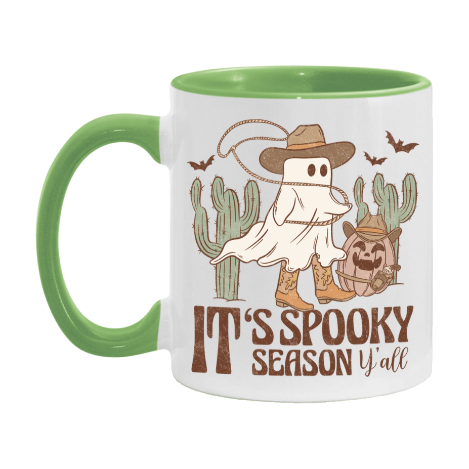 Western Halloween Mug, Cute Retro Western Halloween Coffee Cup, 11Oz Or 15Oz White Ceramic Mug
