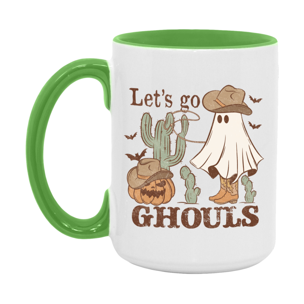 Western Halloween Mug, Cute Retro Western Halloween Coffee Cup, 11Oz Or 15Oz White Ceramic Mug