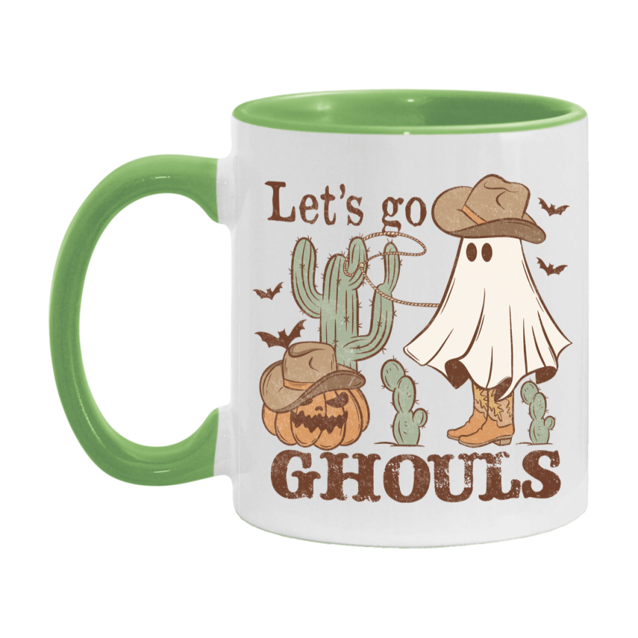 Western Halloween Mug, Cute Retro Western Halloween Coffee Cup, 11Oz Or 15Oz White Ceramic Mug