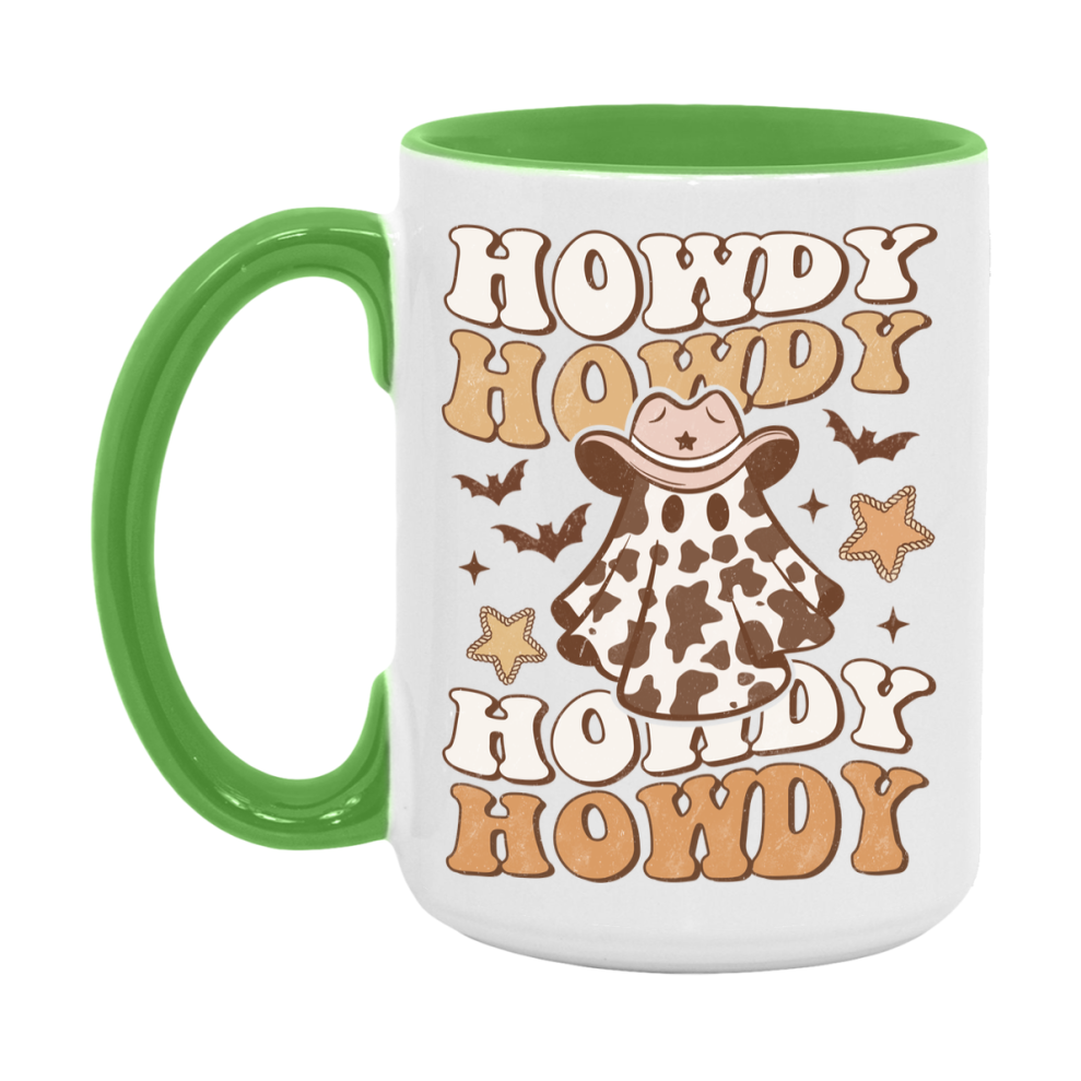 Western Halloween Mug, Cute Retro Western Halloween Coffee Cup, 11Oz Or 15Oz White Ceramic Mug