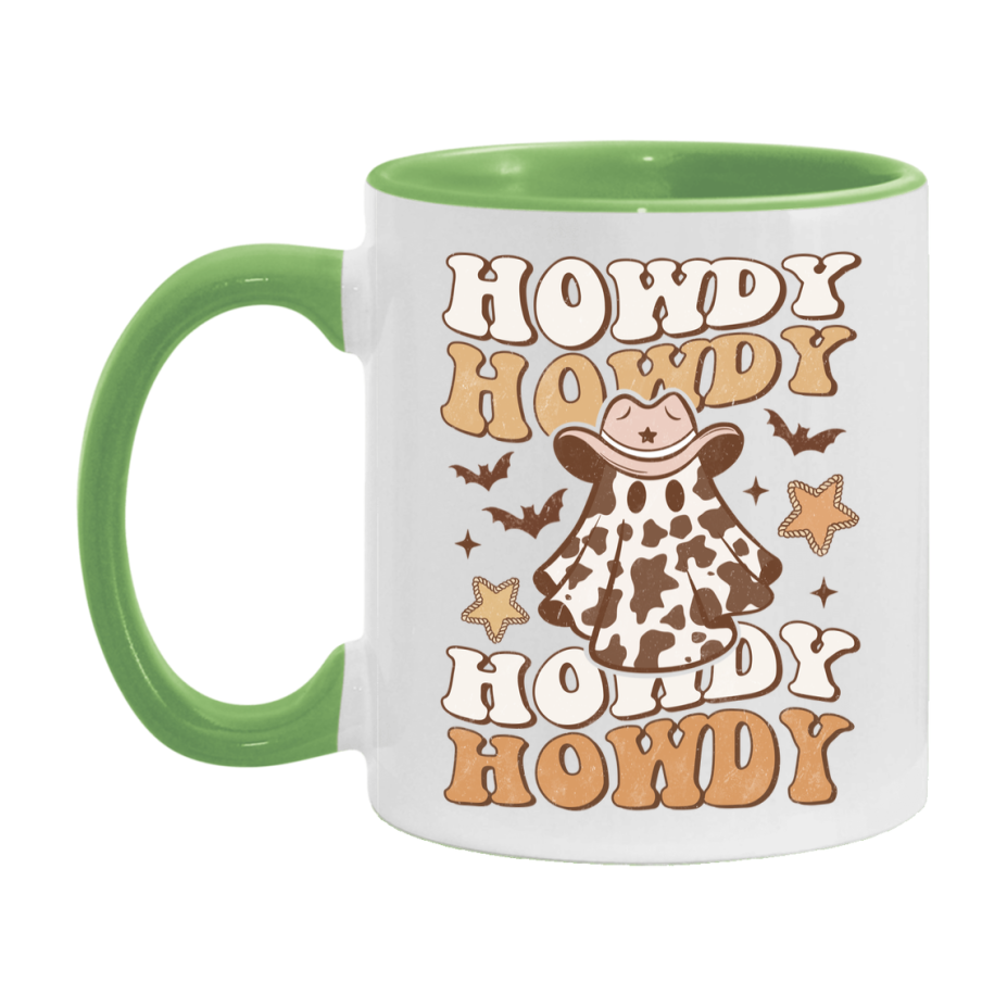 Western Halloween Mug, Cute Retro Western Halloween Coffee Cup, 11Oz Or 15Oz White Ceramic Mug
