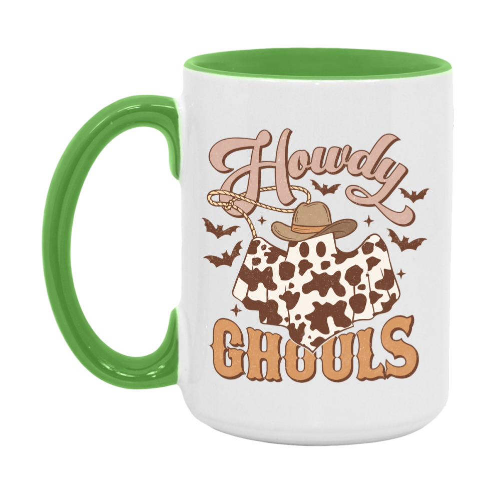 Western Halloween Mug, Cute Retro Western Halloween Coffee Cup, 11Oz Or 15Oz White Ceramic Mug