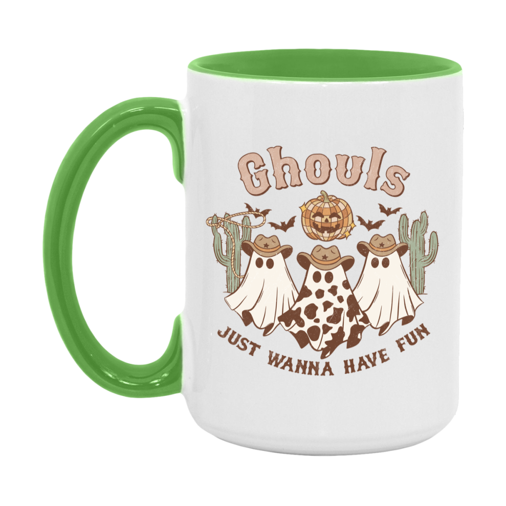 Western Halloween Mug, Cute Retro Western Halloween Coffee Cup, 11Oz Or 15Oz White Ceramic Mug