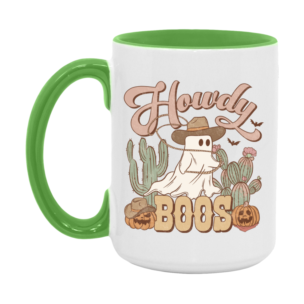 Western Halloween Mug, Cute Retro Western Halloween Coffee Cup, 11Oz Or 15Oz White Ceramic Mug
