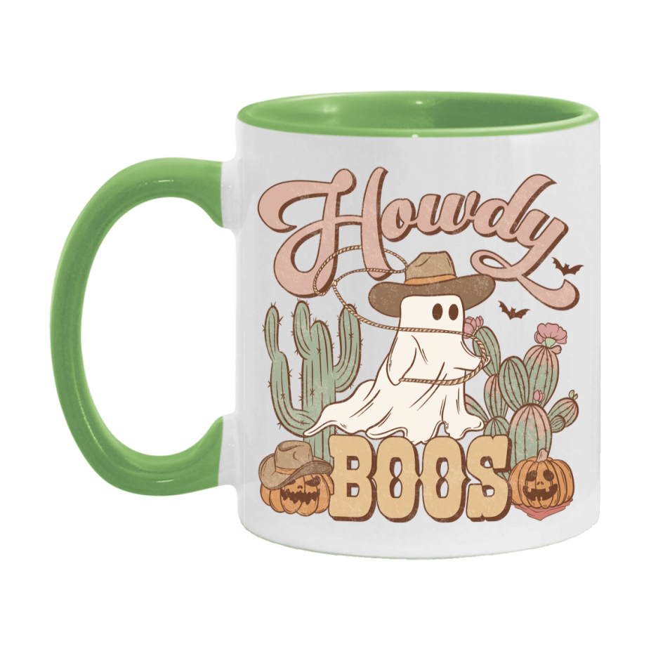 Western Halloween Mug, Cute Retro Western Halloween Coffee Cup, 11Oz Or 15Oz White Ceramic Mug