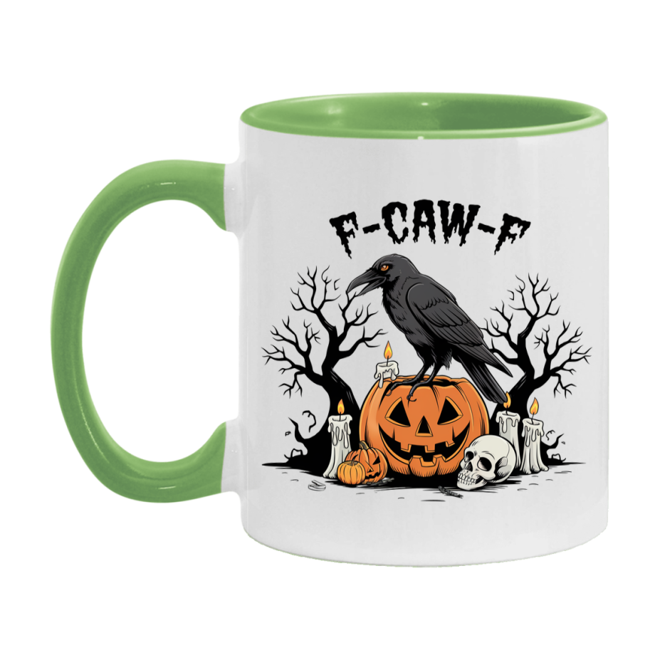 F-Caw-F Mug, Funny Crow Mug, Trendy Fcawf Coffee Cup, 11Oz Or 15Oz White Ceramic Cup