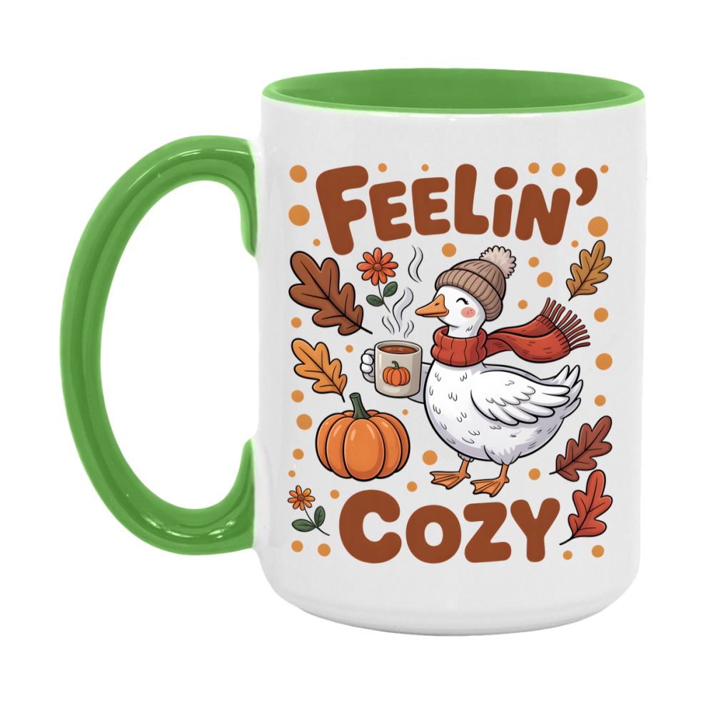 In Love With Fall Coffee Mug, Cozy Cute Autumn Coffee Cup, 11Oz Or 15Oz White Ceramic Mug