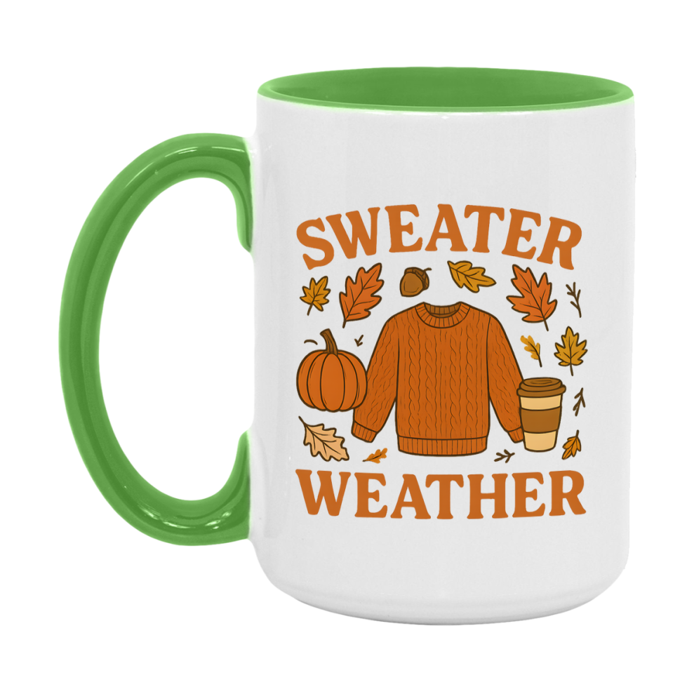 In Love With Fall Coffee Mug, Cozy Cute Autumn Coffee Cup, 11Oz Or 15Oz White Ceramic Mug