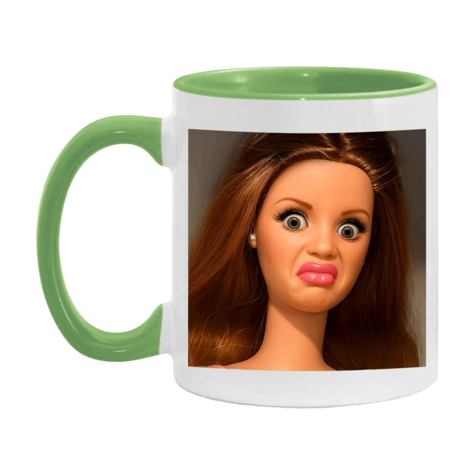 Disgusted Doll Face Mug, Funny Doll Face Meme Coffee Cup