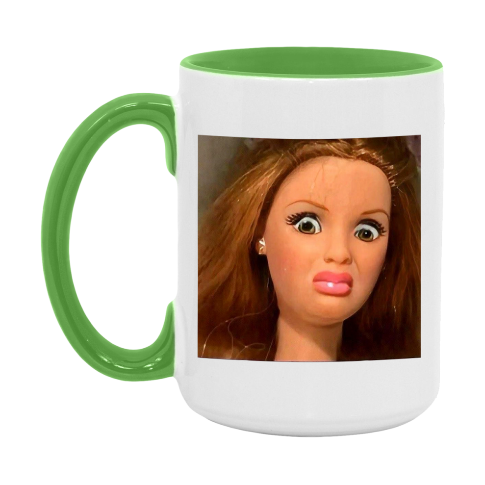 Disgusted Doll Face Mug, Funny Doll Face Meme Coffee Cup