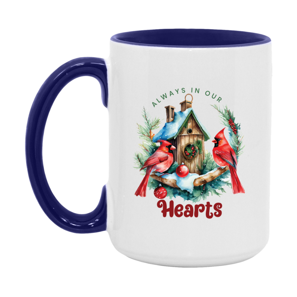 Red Cardinal Mug – Northern Red Cardinal Christmas Mug with Heartfelt Message, 11oz or 15oz White Ceramic Coffee Cup