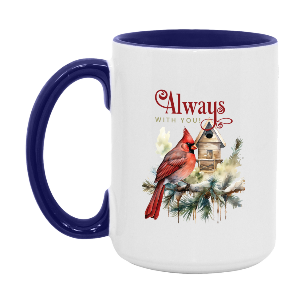 Red Cardinal Mug – Northern Red Cardinal Christmas Mug with Heartfelt Message, 11oz or 15oz White Ceramic Coffee Cup