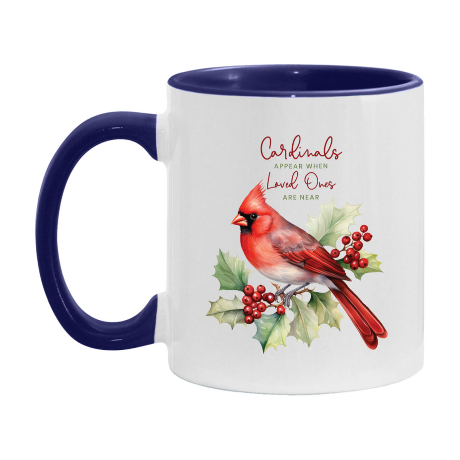Red Cardinal Mug – Northern Red Cardinal Christmas Mug with Heartfelt Message, 11oz or 15oz White Ceramic Coffee Cup