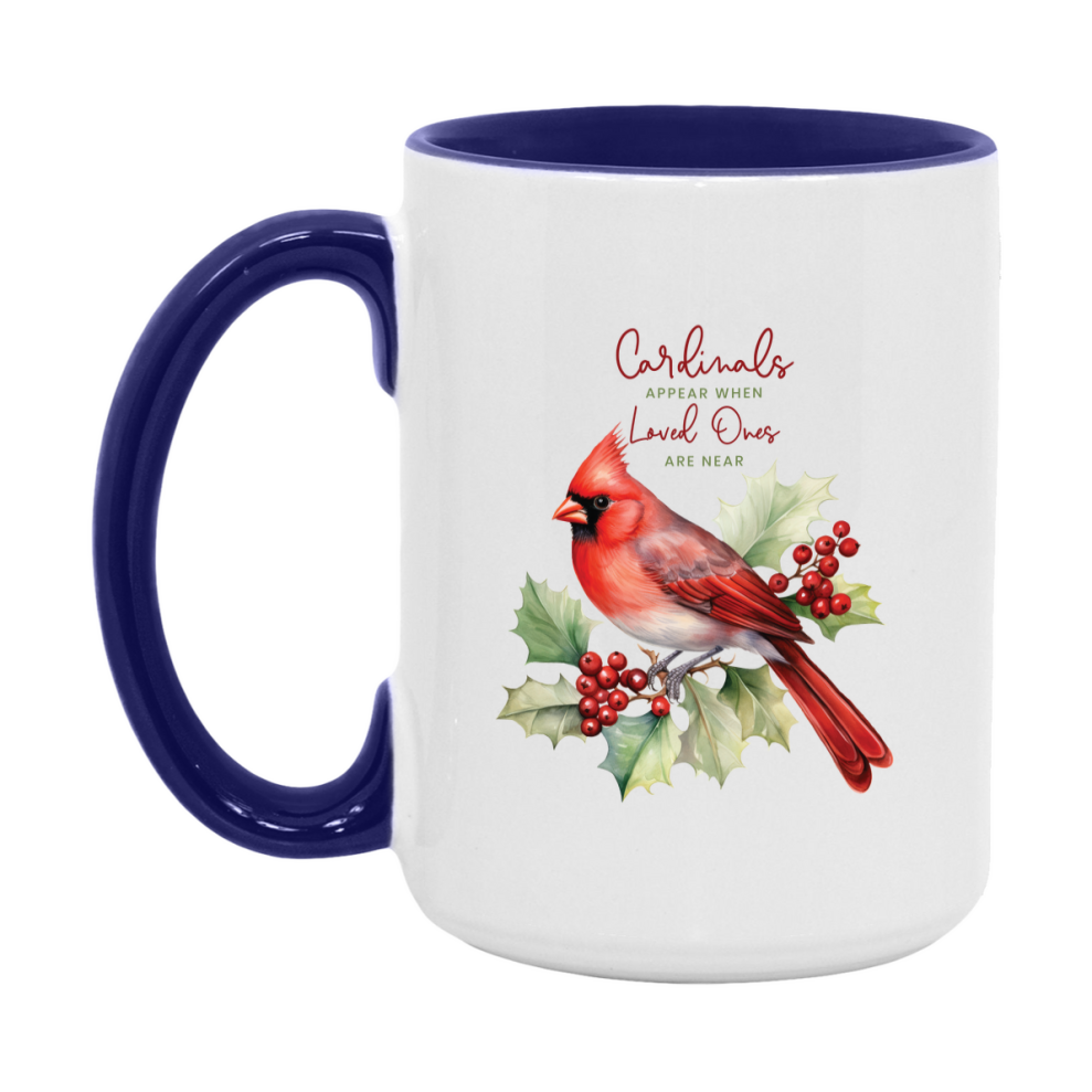 Red Cardinal Mug – Northern Red Cardinal Christmas Mug with Heartfelt Message, 11oz or 15oz White Ceramic Coffee Cup
