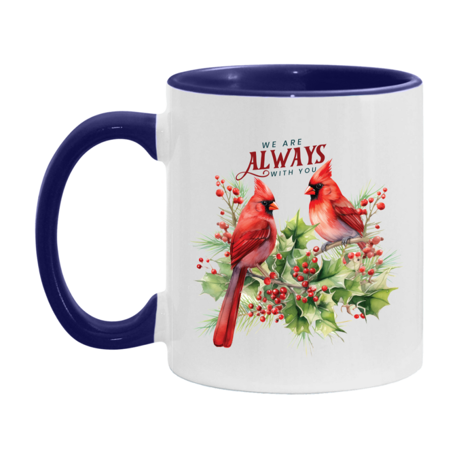 Red Cardinal Mug – Northern Red Cardinal Christmas Mug with Heartfelt Message, 11oz or 15oz White Ceramic Coffee Cup