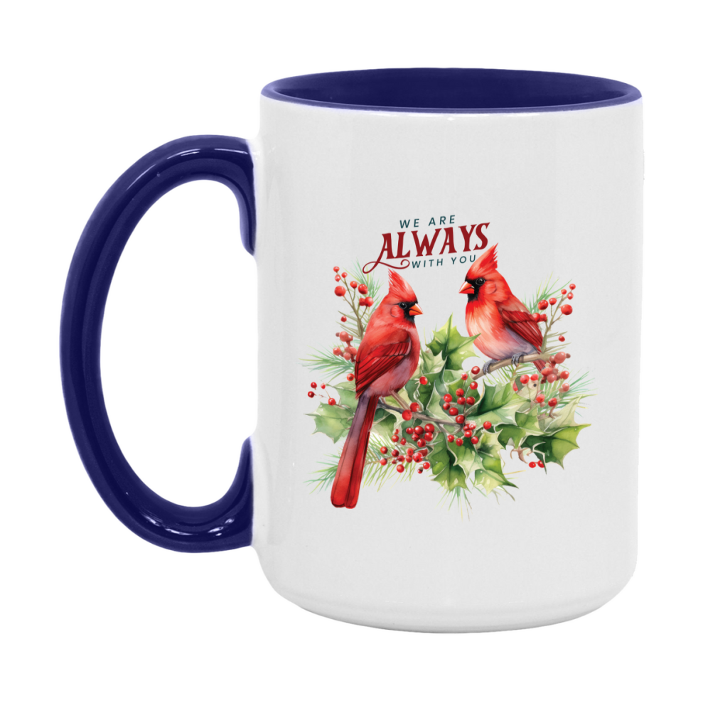 Red Cardinal Mug – Northern Red Cardinal Christmas Mug with Heartfelt Message, 11oz or 15oz White Ceramic Coffee Cup