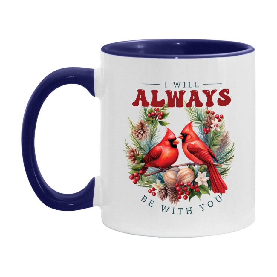 Red Cardinal Mug – Northern Red Cardinal Christmas Mug with Heartfelt Message, 11oz or 15oz White Ceramic Coffee Cup