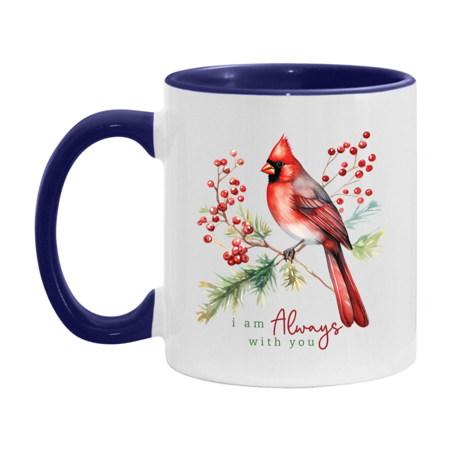 Red Cardinal Mug – Northern Red Cardinal Christmas Mug with Heartfelt Message, 11oz or 15oz White Ceramic Coffee Cup