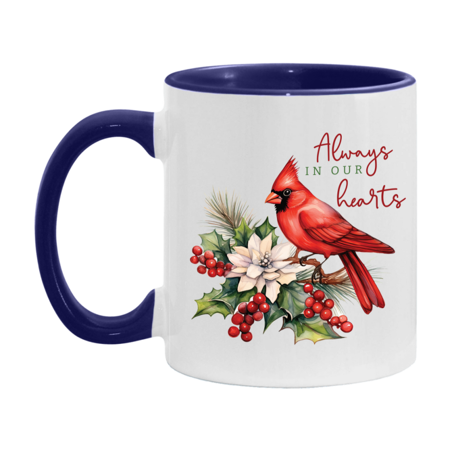 Red Cardinal Mug – Northern Red Cardinal Christmas Mug with Heartfelt Message, 11oz or 15oz White Ceramic Coffee Cup