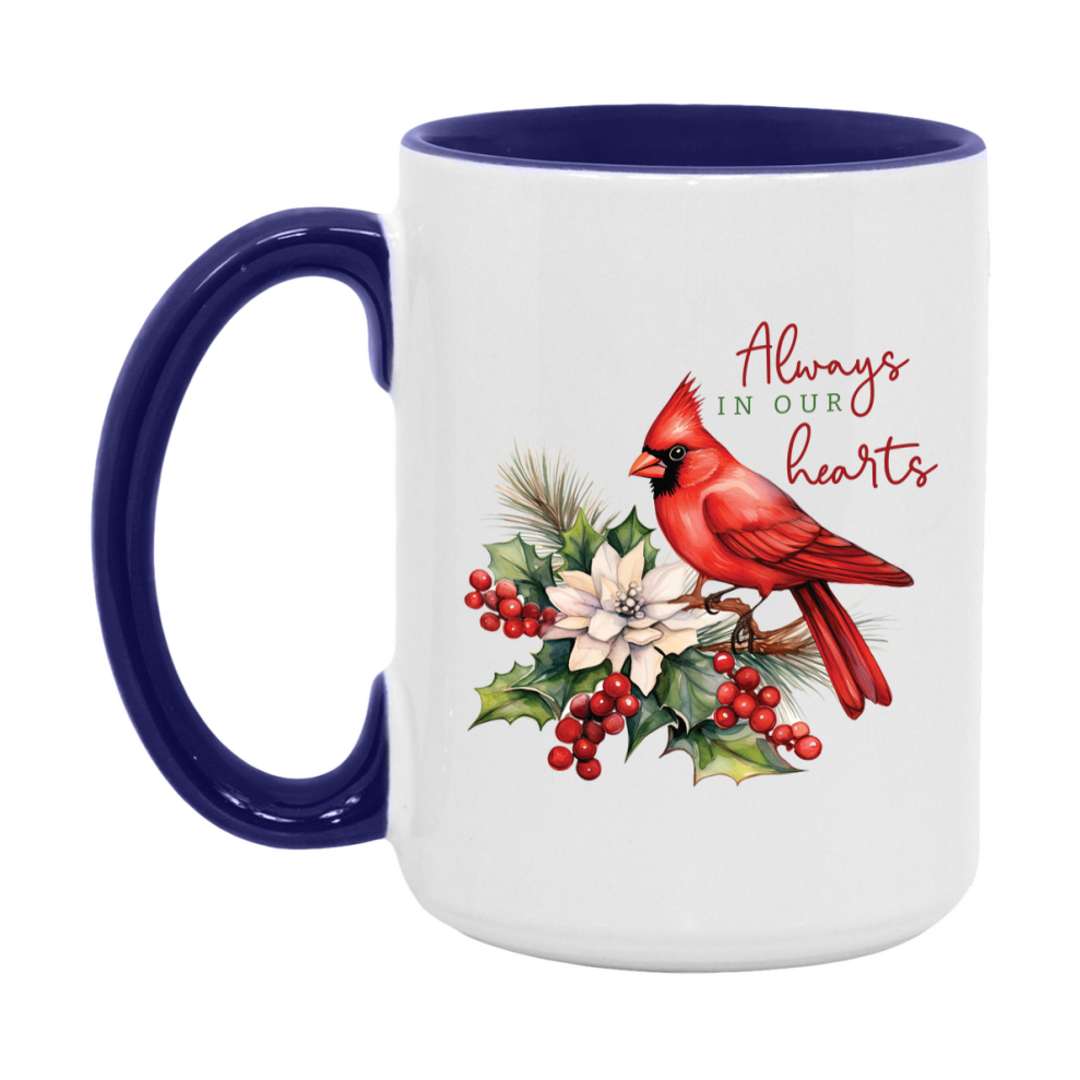 Red Cardinal Mug – Northern Red Cardinal Christmas Mug with Heartfelt Message, 11oz or 15oz White Ceramic Coffee Cup