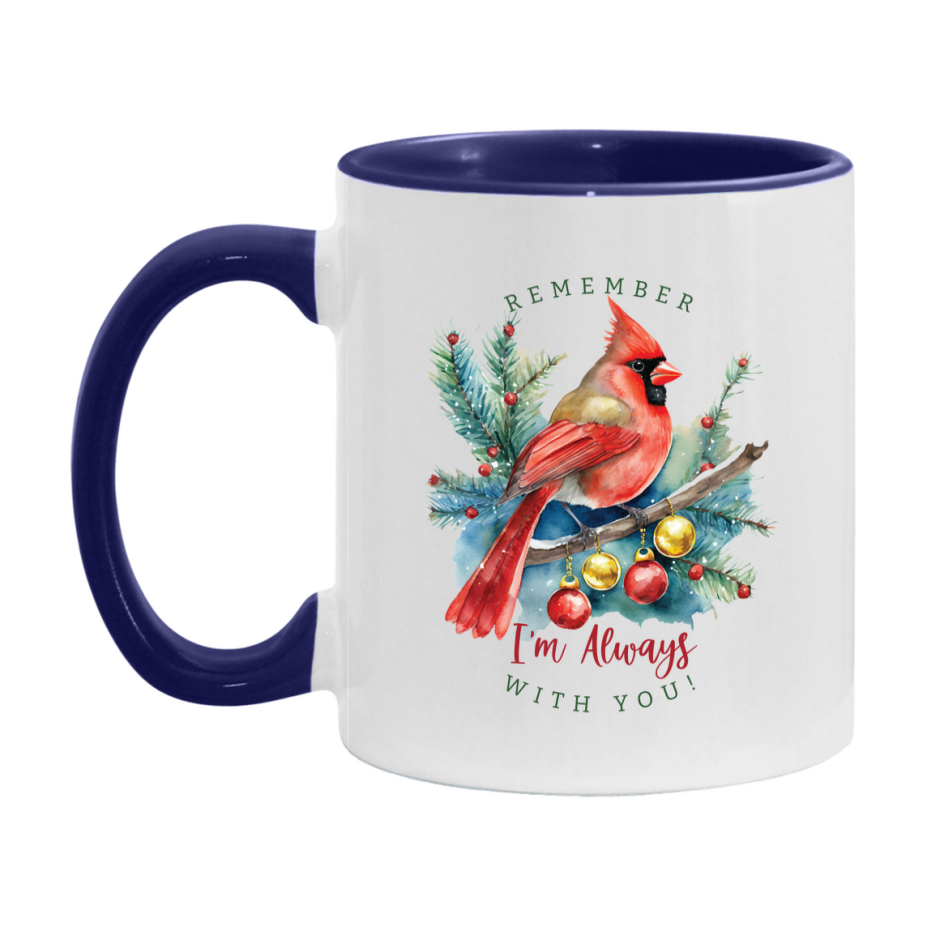 Red Cardinal Mug – Northern Red Cardinal Christmas Mug with Heartfelt Message, 11oz or 15oz White Ceramic Coffee Cup