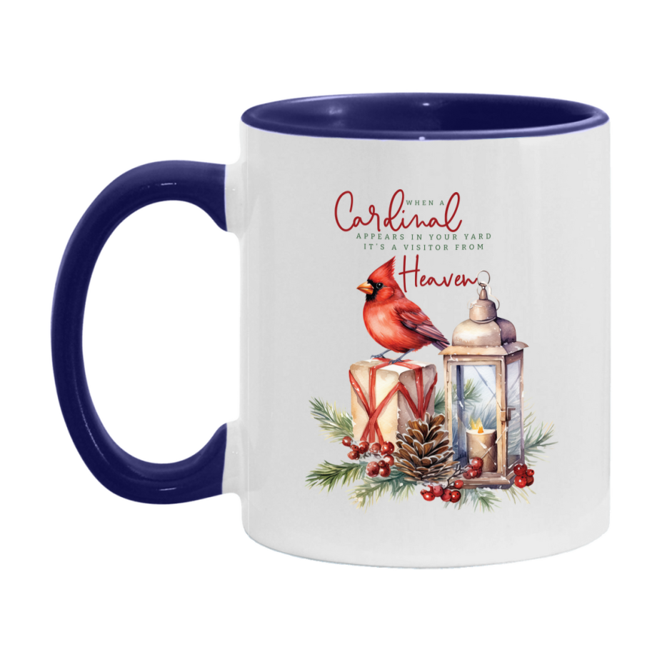 Red Cardinal Mug – Northern Red Cardinal Christmas Mug with Heartfelt Message, 11oz or 15oz White Ceramic Coffee Cup