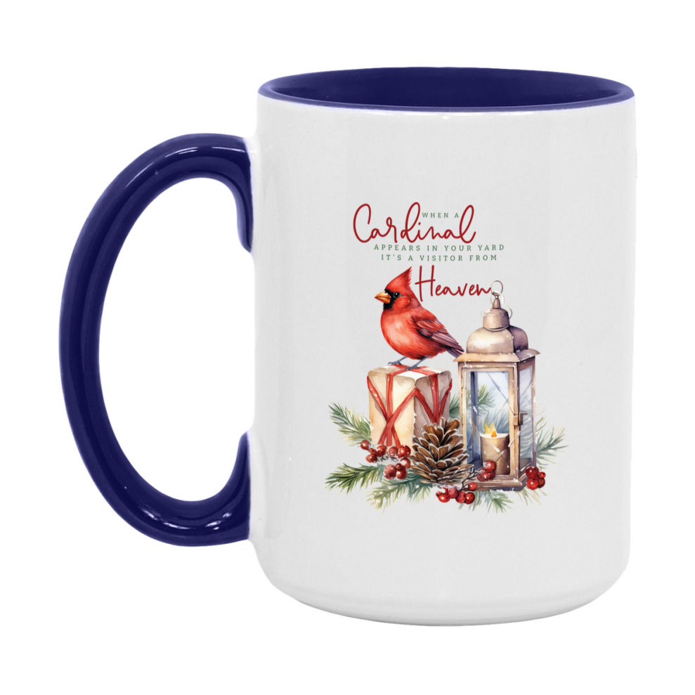 Red Cardinal Mug – Northern Red Cardinal Christmas Mug with Heartfelt Message, 11oz or 15oz White Ceramic Coffee Cup