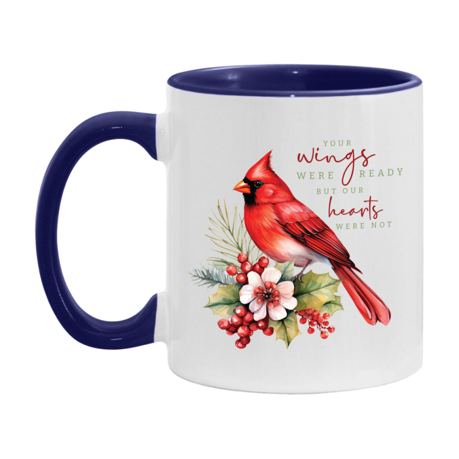 Red Cardinal Mug – Northern Red Cardinal Christmas Mug with Heartfelt Message, 11oz or 15oz White Ceramic Coffee Cup