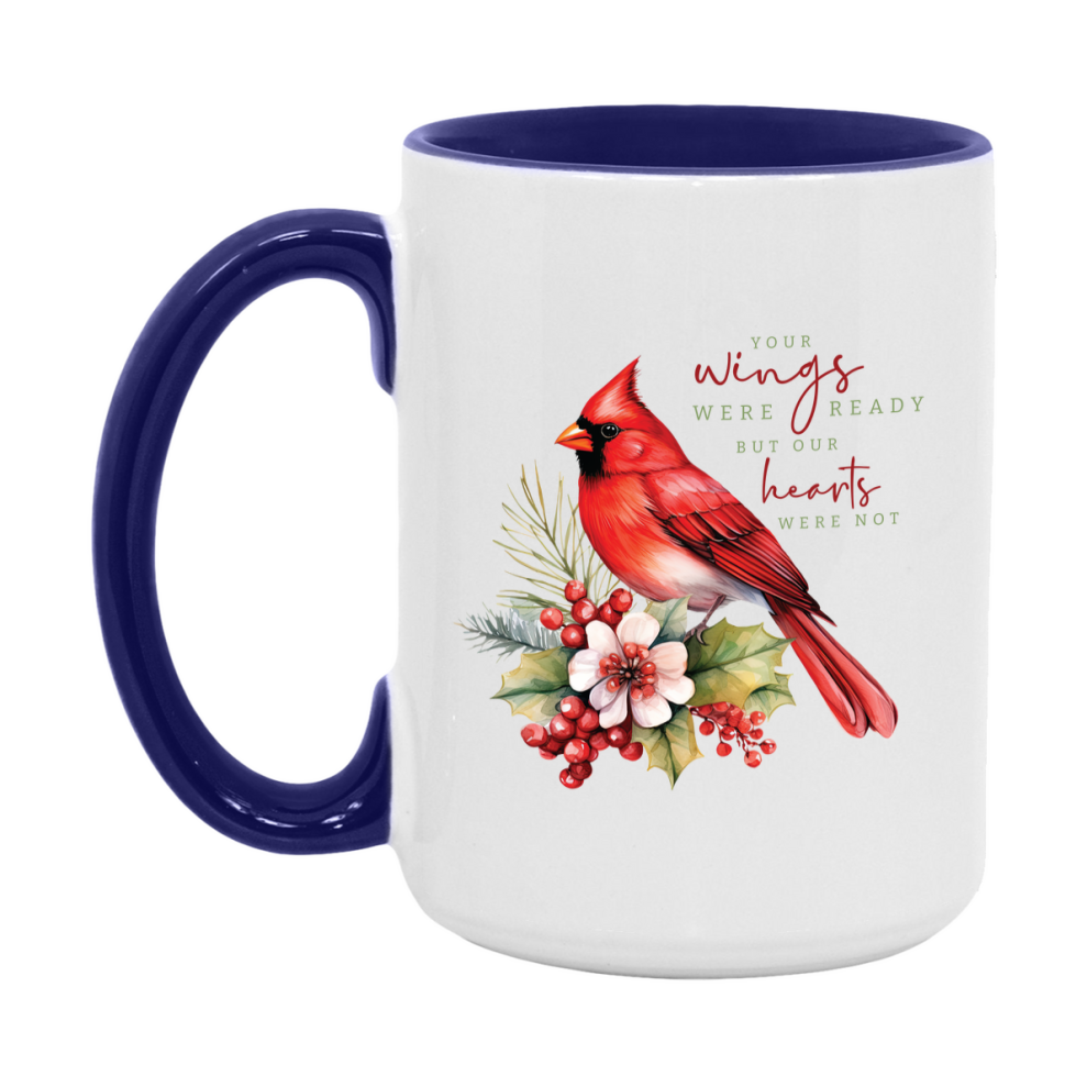 Red Cardinal Mug – Northern Red Cardinal Christmas Mug with Heartfelt Message, 11oz or 15oz White Ceramic Coffee Cup