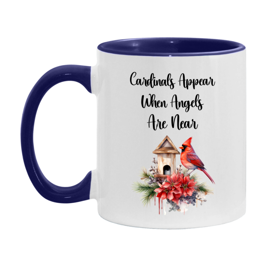 Red Cardinal Mug – "Cardinals Appear When Angels Are Near," 11oz or 15oz Ceramic Christmas Coffee Mug Gift for Cardinal Lovers