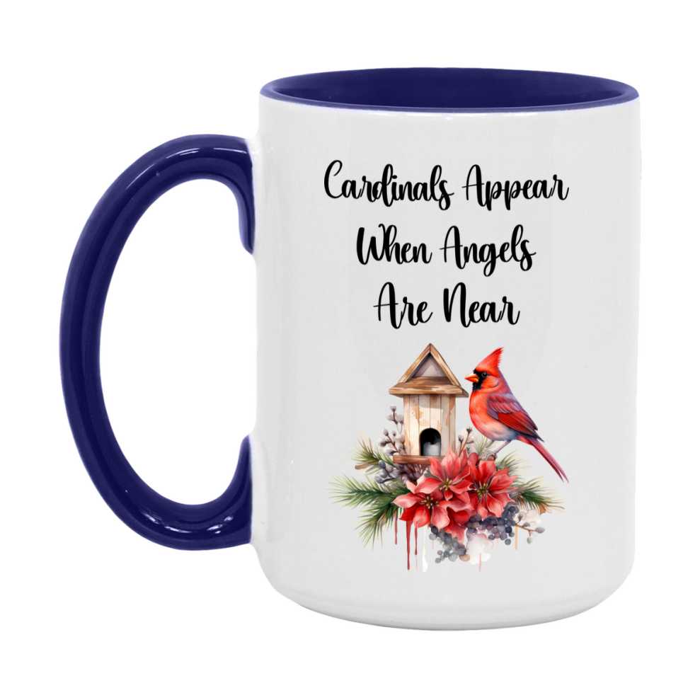 Red Cardinal Mug – "Cardinals Appear When Angels Are Near," 11oz or 15oz Ceramic Christmas Coffee Mug Gift for Cardinal Lovers