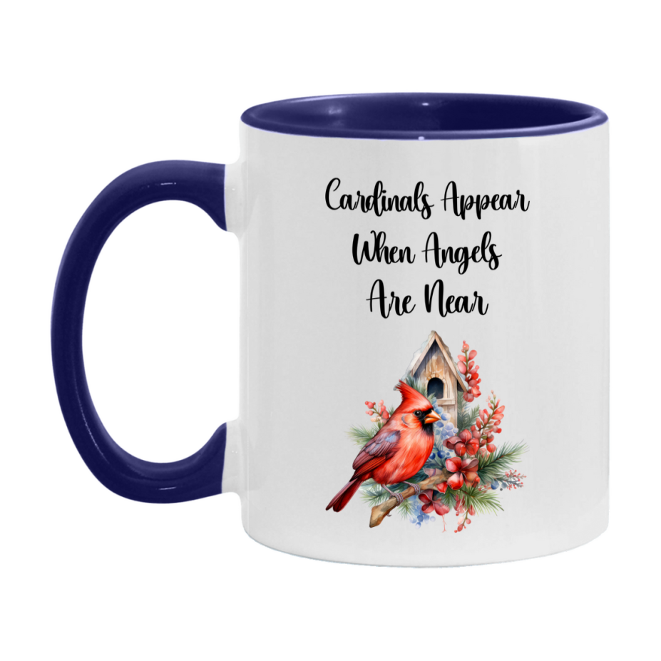 Red Cardinal Mug – "Cardinals Appear When Angels Are Near," 11oz or 15oz Ceramic Christmas Coffee Mug Gift for Cardinal Lovers