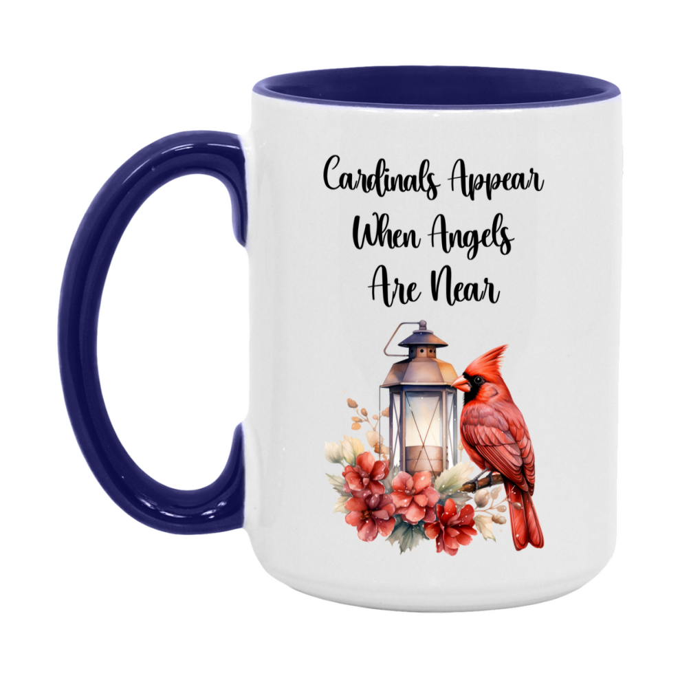 Red Cardinal Mug – "Cardinals Appear When Angels Are Near," 11oz or 15oz Ceramic Christmas Coffee Mug Gift for Cardinal Lovers
